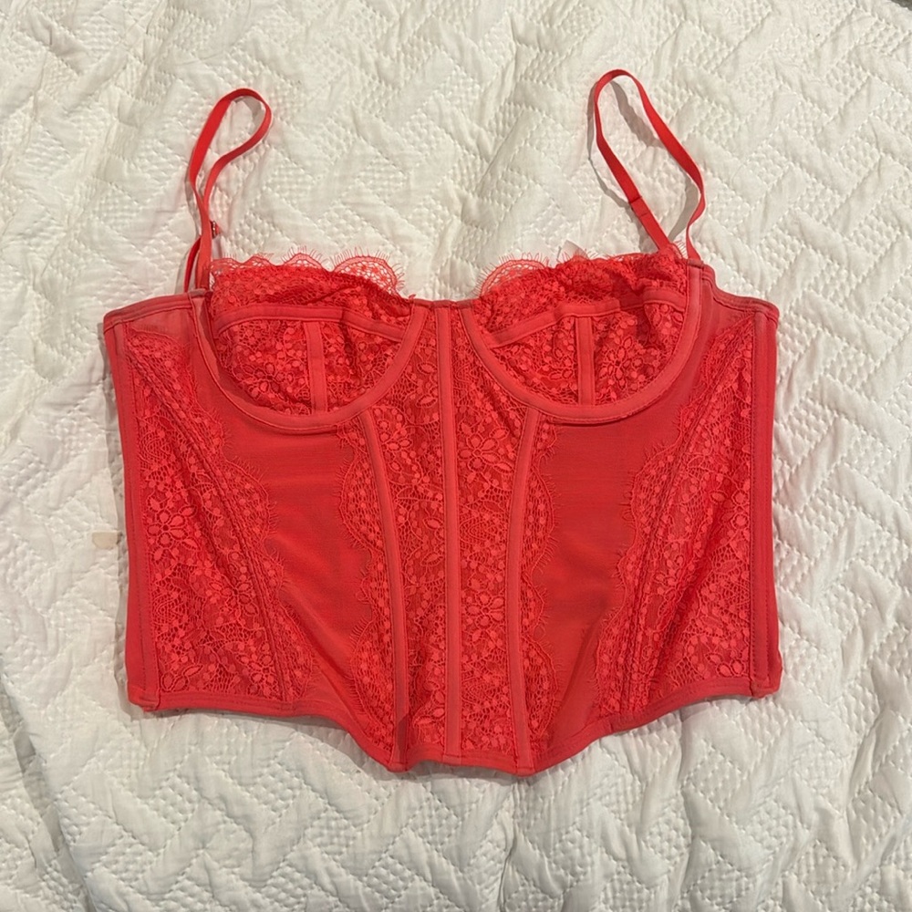 Urban Outfitters Red Lace Bustier Corset Top